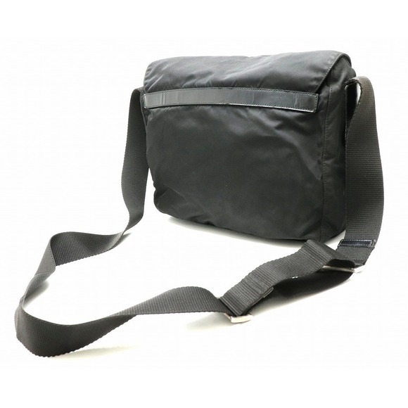 Prada Bag Bag Shoulder Nero Leather Messenger Black Nylon - Picture 1 of 9
